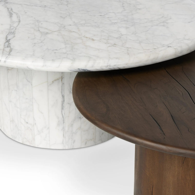 Stuart White Calacatta Marble Nesting Coffee Tables - MIX & Match