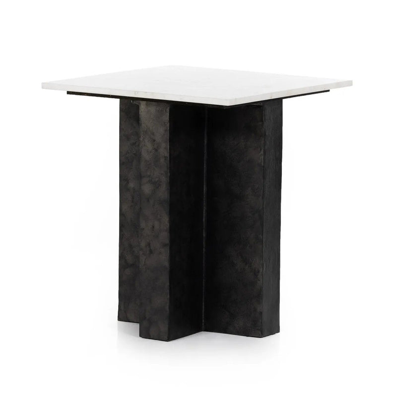 Terrell Polished White Marble End Table | ready to ship!