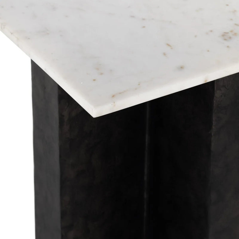 Terrell Polished White Marble End Table | ready to ship!