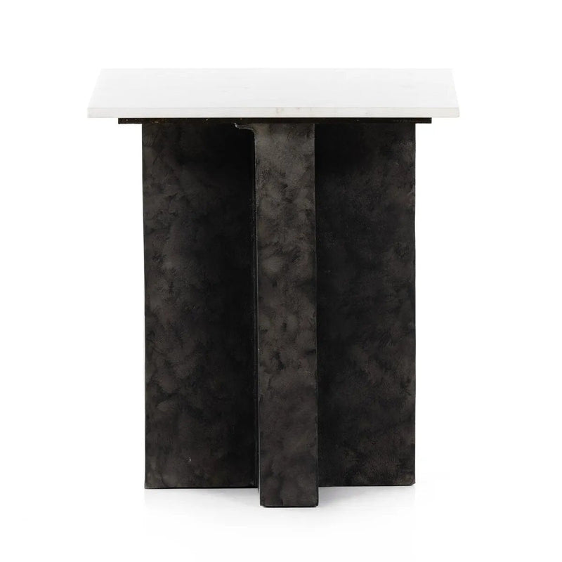 Terrell Polished White Marble End Table | ready to ship!