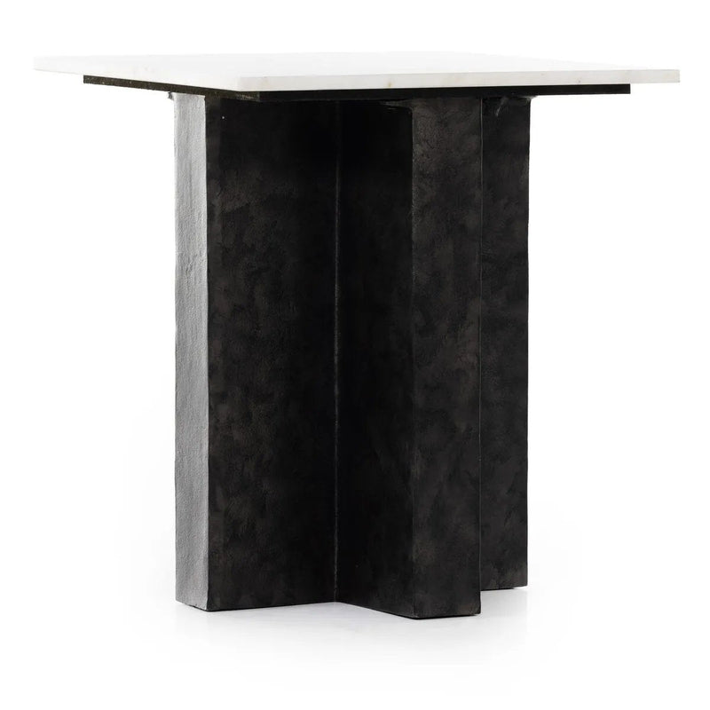 Terrell Polished White Marble End Table | ready to ship!
