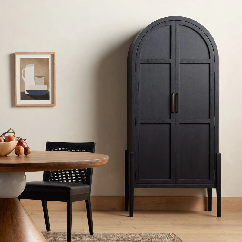 Tolle Drifted Matte Black Panel Door Cabinet | ready to ship!