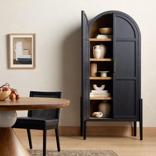 Tolle Drifted Matte Black Panel Door Cabinet | ready to ship!