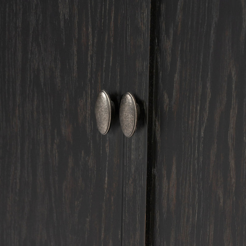 Toulouse Distressed Black Oak Cabinet | shipping 8/13/2025