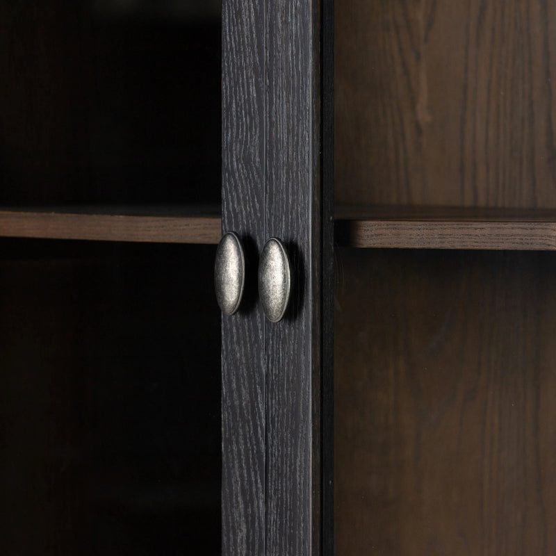 Toulouse Distressed Black Oak Cabinet | shipping 8/13/2025