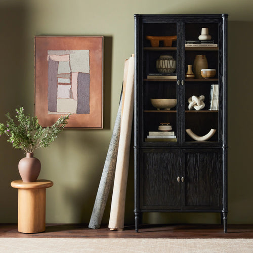 Toulouse Distressed Black Oak Cabinet | shipping 8/13/2025
