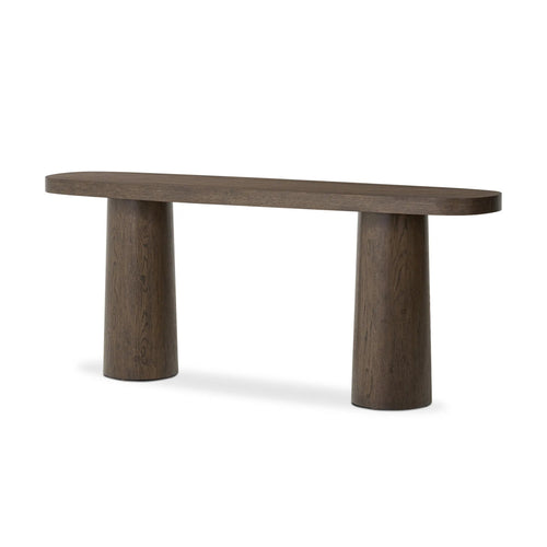 Valen Rustic Brown Oak Veneer Console Table | shipping 10/4/2025