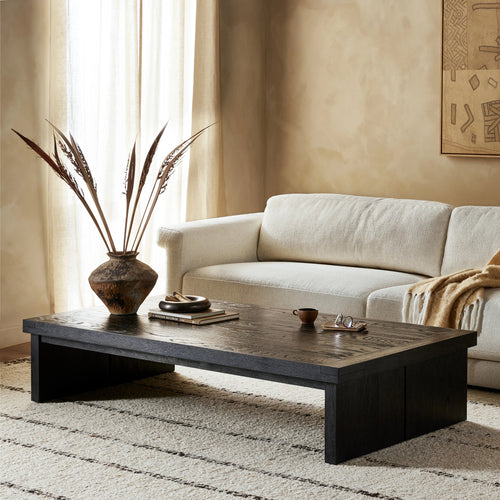 Warby Worn Black Oak Coffee Table | ready to ship!