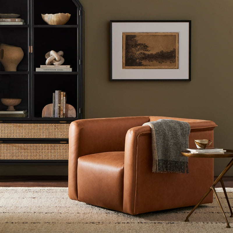 Wellborn Palermo Cognac Swivel Chair | ready to ship!