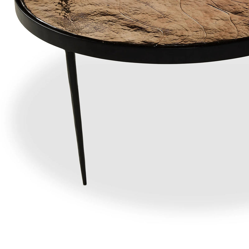 Yoko Smoked Brown Cast Glass Nesting Table | shipping 6/23/2025