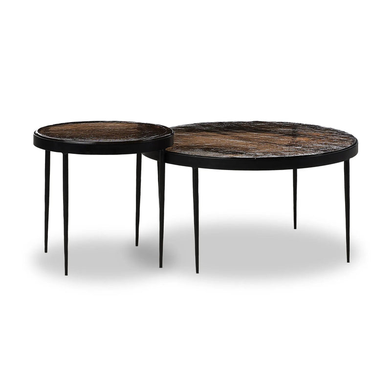 Yoko Smoked Brown Cast Glass Nesting Table | shipping 6/23/2025