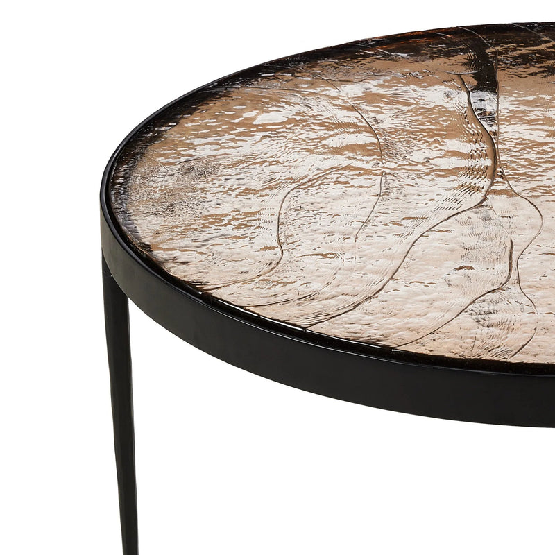 Yoko Smoked Brown Cast Glass Nesting Table | shipping 6/23/2025