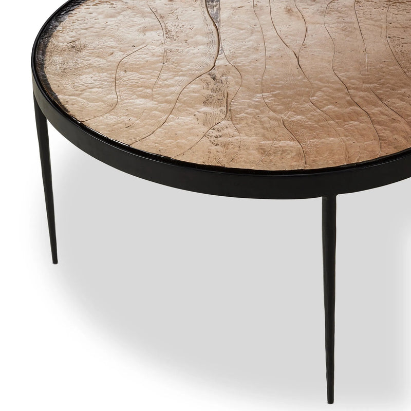 Yoko Smoked Brown Cast Glass Nesting Table | shipping 6/23/2025