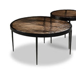 Yoko Smoked Brown Cast Glass Nesting Table | shipping 6/23/2025
