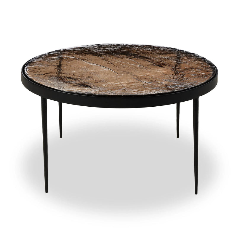 Yoko Smoked Brown Cast Glass Nesting Table | shipping 6/23/2025