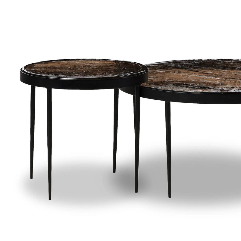 Yoko Smoked Brown Cast Glass Nesting Table | shipping 6/23/2025