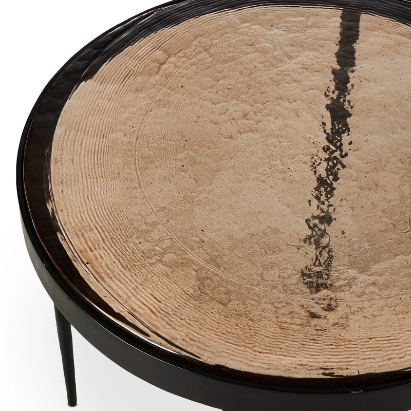 Yoko Smoked Brown Cast Glass Nesting Table | shipping 6/23/2025