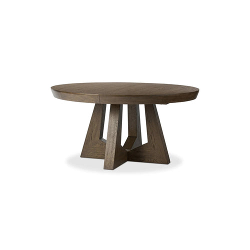 Zelda Fawn Oak Veneer Round Extension Dining Table | shipping 6/19/2025