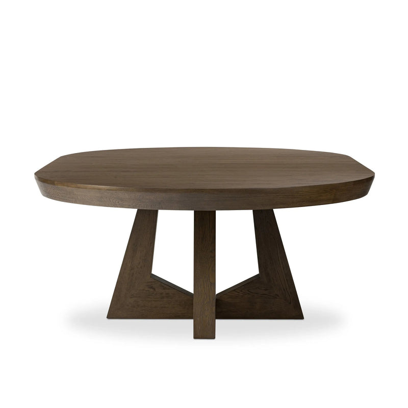 Zelda Fawn Oak Veneer Round Extension Dining Table | shipping 6/19/2025