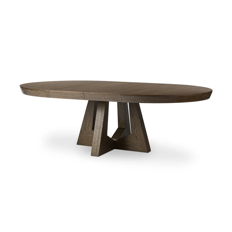 Zelda Fawn Oak Veneer Round Extension Dining Table | shipping 6/19/2025