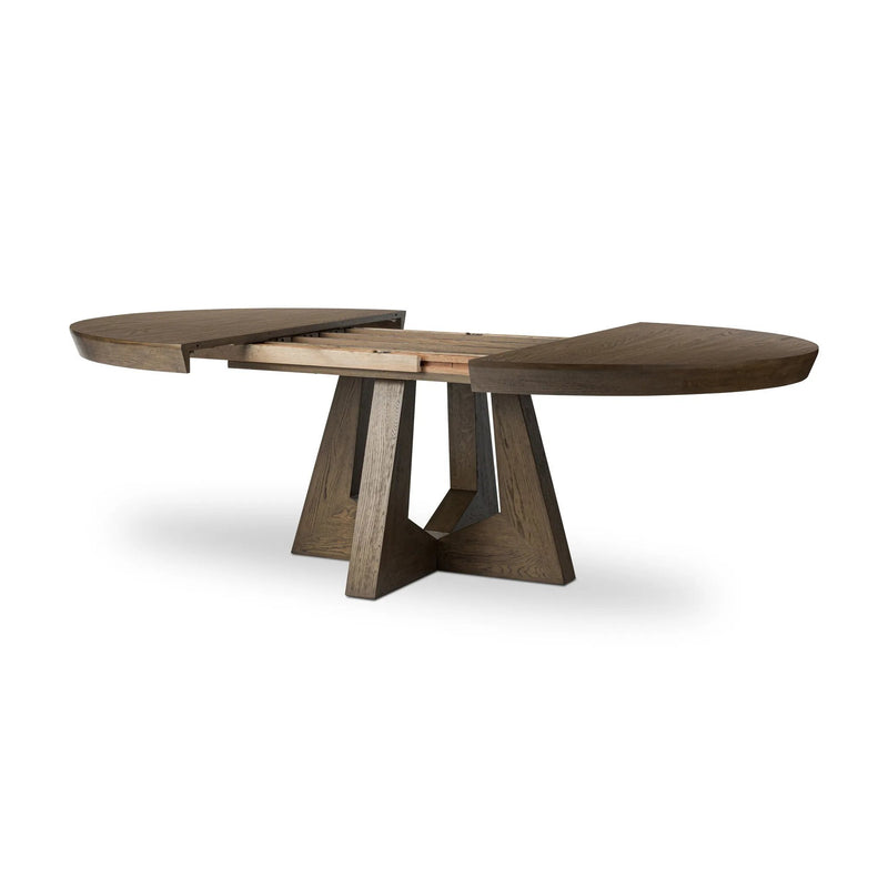 Zelda Fawn Oak Veneer Round Extension Dining Table | shipping 6/19/2025