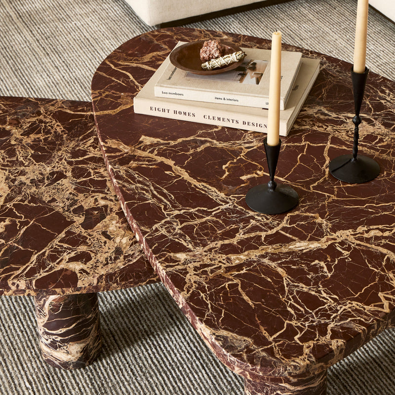Zion Merlot Marble Coffee Table Set | shipping 8/17/2025