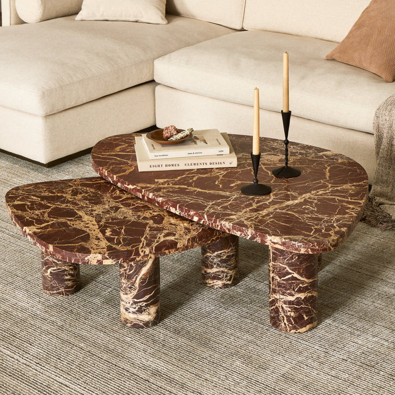 Zion Merlot Marble Coffee Table Set | shipping 8/17/2025