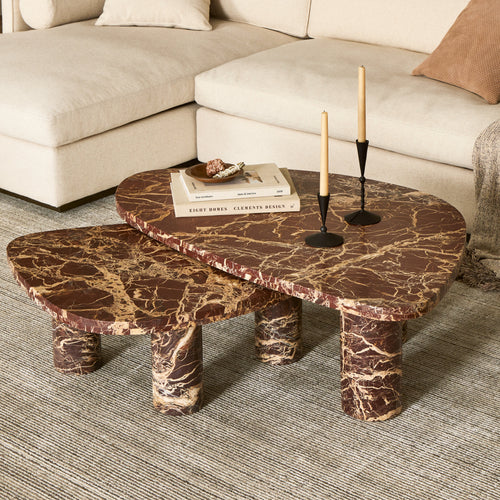 Zion Merlot Marble Coffee Table Set | shipping 8/17/2025