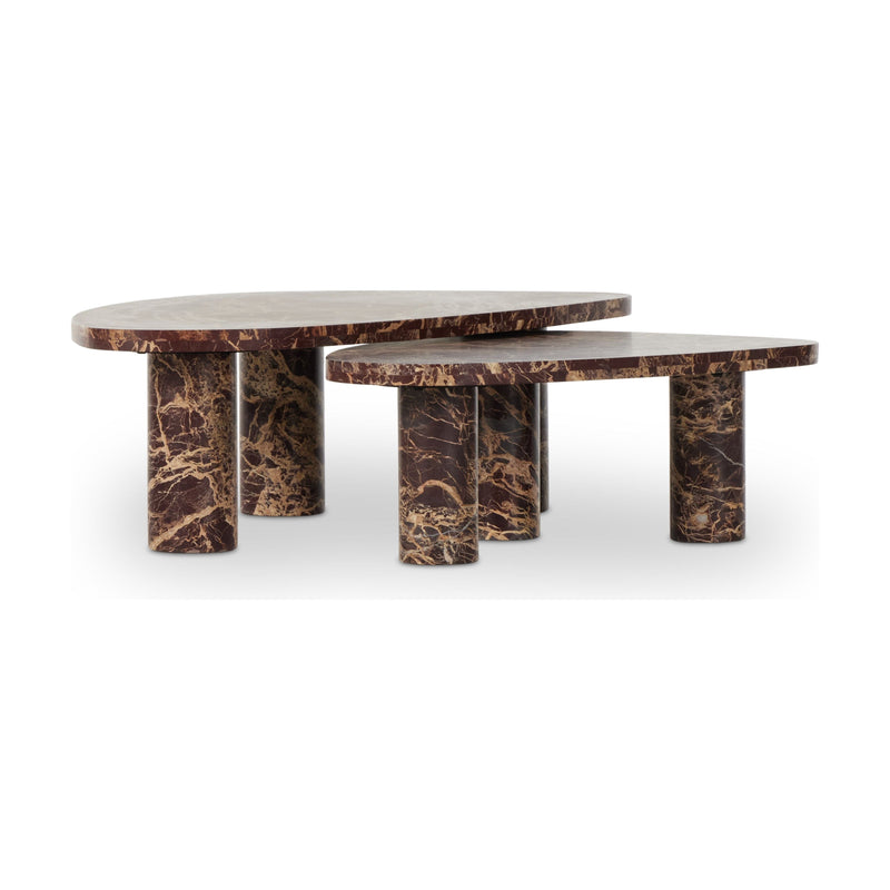 Zion Merlot Marble Coffee Table Set | shipping 8/17/2025