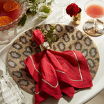 Gold trim dinner napkins, berry, set of two