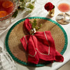 Gold trim dinner napkins, berry, set of two