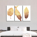 Triple Golden Leaves Wall Art