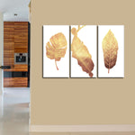 Triple Golden Leaves Wall Art