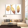 Triple Golden Leaves Wall Art
