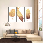 Triple Golden Leaves Wall Art