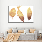 Triple Golden Leaves Wall Art