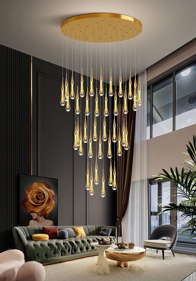 MIRODEMI® Long hanging crystal lamp for luxury living room, staircase, dining room, stairwell