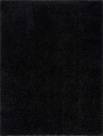 Faina Solid Black Shag Rug Washable