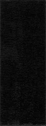 Faina Solid Black Shag Rug Washable