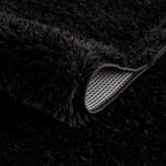 Faina Solid Black Shag Rug Washable