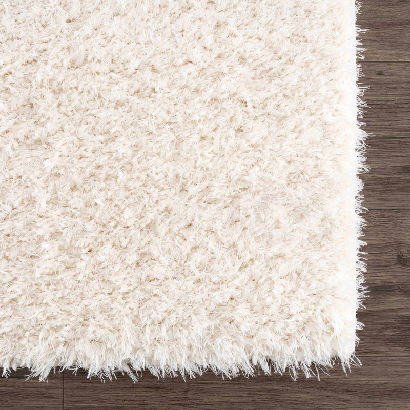 Faina Solid Cream Shag Rug Washable