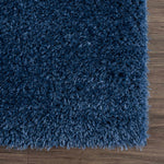 Faina Solid Dark Blue Shag Rug Washable