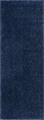 Faina Solid Dark Blue Shag Rug Washable