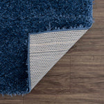 Faina Solid Dark Blue Shag Rug Washable