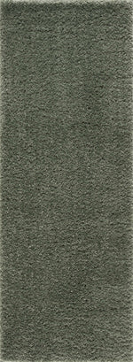 Faina Solid Green Shag Rug Washable