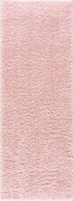 Faina Solid Pink Shag Rug Washable