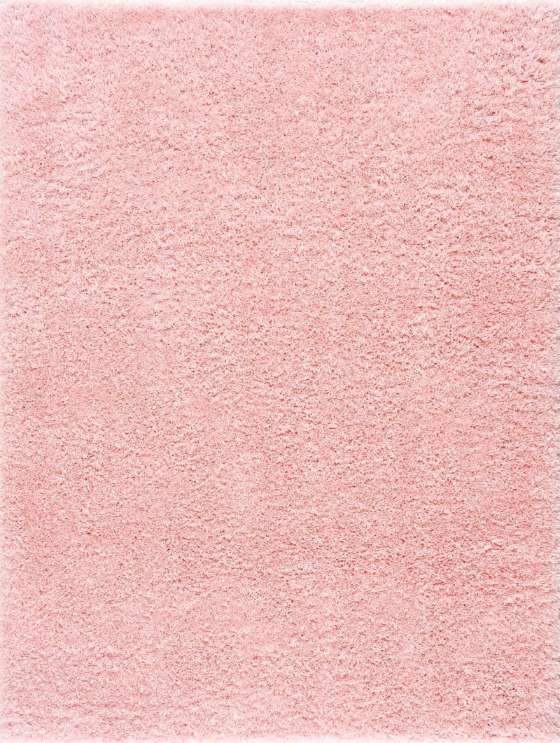 Faina Solid Pink Shag Rug Washable