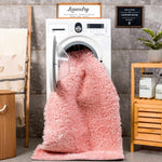 Faina Solid Pink Shag Rug Washable