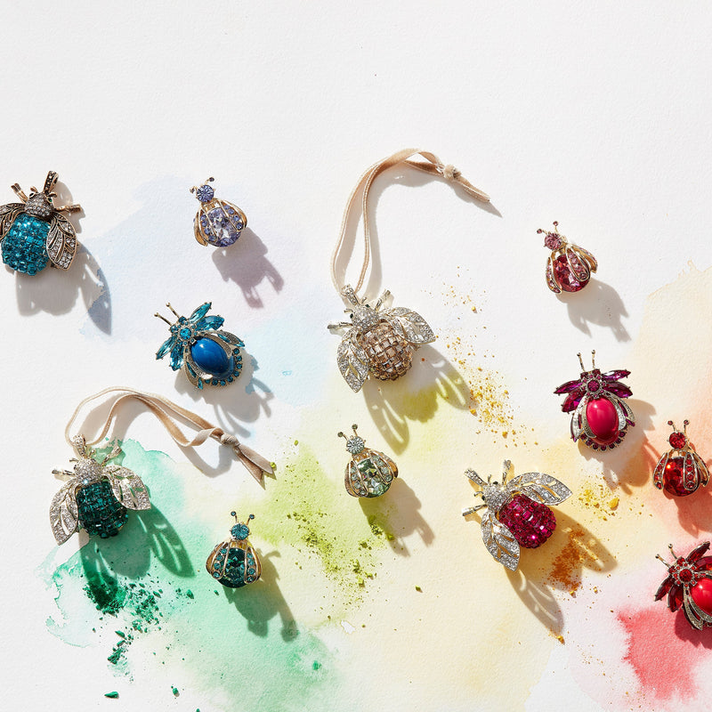 Sparkle bee hanging ornament, turquoise