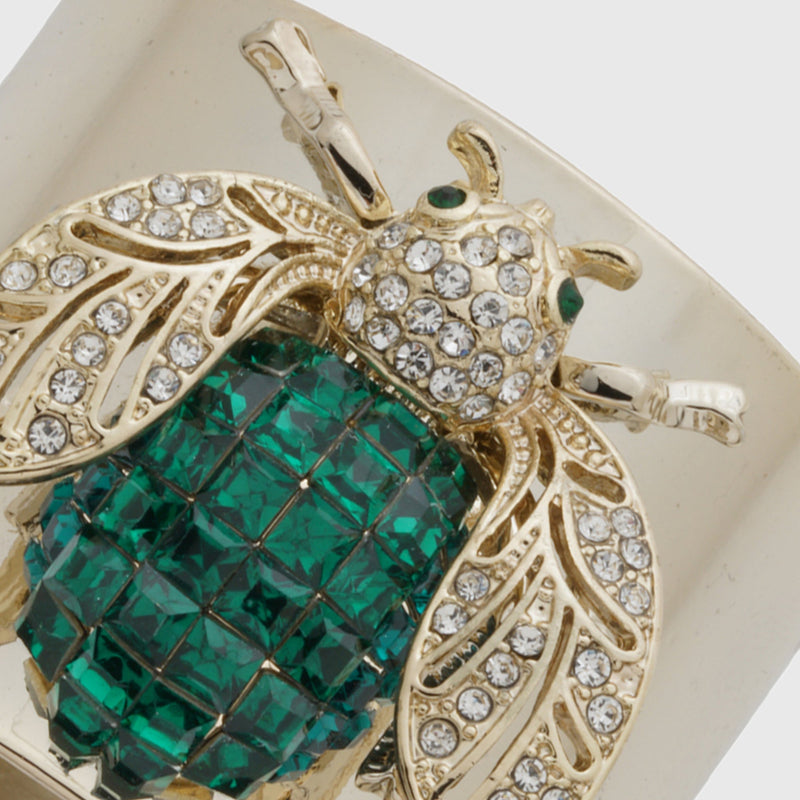 Sparkle bee napkin rings, emerald, set of two